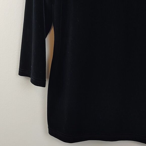 Talbot's Petites 3/4 Length Sleeve Black Velvet Blouse Top Size MP - Picture 5 of 8
